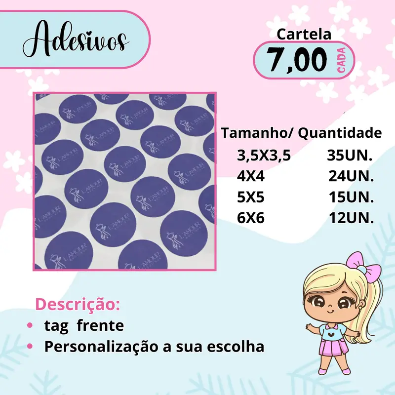 CARTELA ADESIVOS REDONDOS