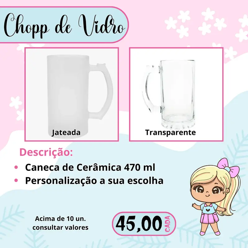 CANECA DE CHOPP VIDRO