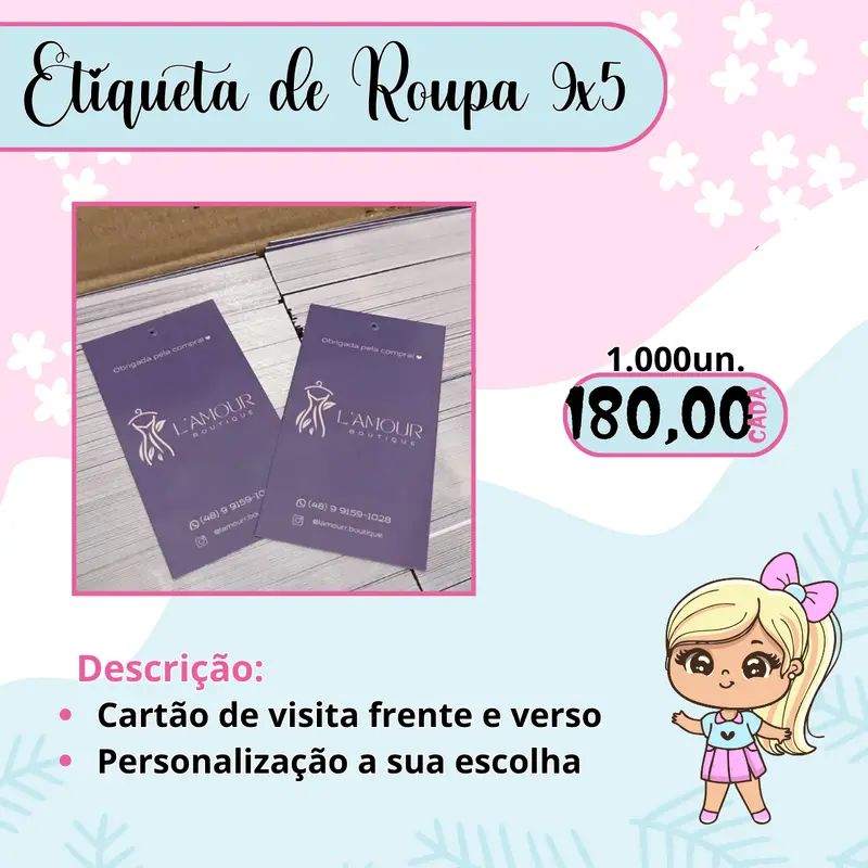 ETIQUETA DE ROUPA 9X5CM
