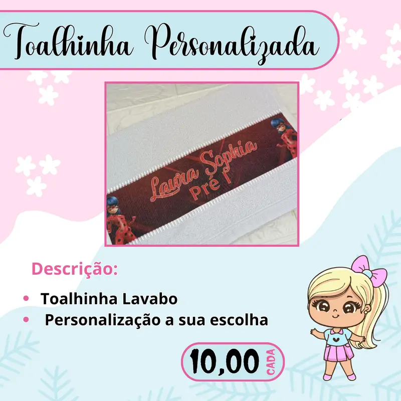 TOALHA LAVABO PERSONALIZADA