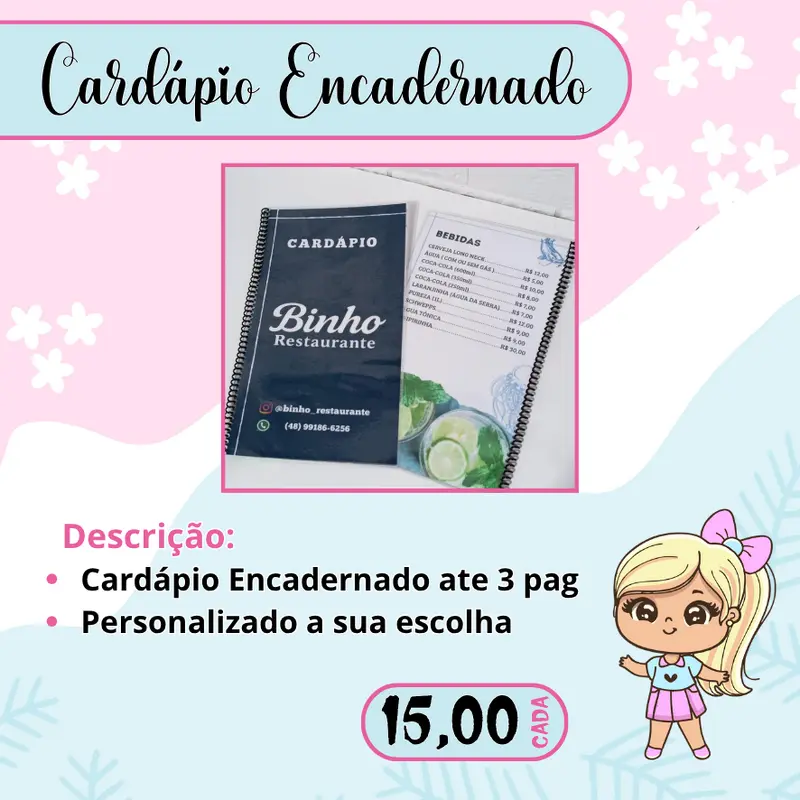 CARDAPIO ENCADERNADO 20X29
