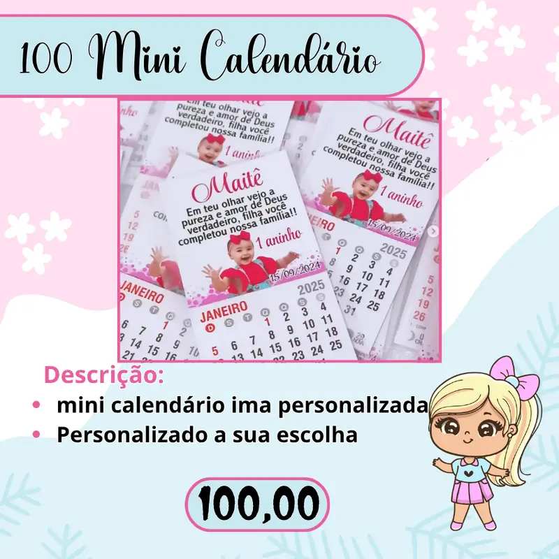 1 MINI CALENDARIO IMÃ UNITARIO